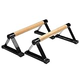 Holz-Paralletten, hölzerne Liegestützstange Liegestützstütze Ständer Muskeltraining Fitness Calisthenics Handstand Indoor Equipment, Herren, Schwarz , Einheitsgröße