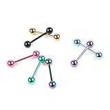 Warmhm 7 Stück Teiliges Zungenpiercing Doppelkopf Stabform Piercing Schmuck Langlebig Rostfrei für Damen und Herren als zu Geburtstag Valentinstag und