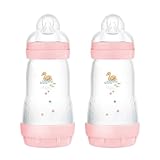 MAM Easy Start Anti-Colic Babyflasche | für Neugeborene | 94% Akzeptanz | von Hebammen & Müttern empfohlen | 80% weniger Koliken | stillfreundlich | Sauger Gr. 2 | 260ml | 2+ Mon | rosa | 2 Stück