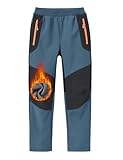 MoFiz Kinder Softshellhose mit Reflektor Gefüttert Hose Atmungsaktiv Jungen Mädchen Outdoor Wandern Herbst Winter Blau XS