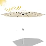 Daromigo Sonnenschirm 350 cm Beige mit Kurbel| Ampelschirm Gartenschirm Sonnenschutz UV Schutz 50+ | Kurbelschirm Marktschirm wasserdicht für Garten, Terrasse, Balkon, ohne Ständer