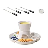 Schokoladenfondue Set - Schokoladenfondue Set | Keramik-Schokoladenwärmer mit Tauchgabel und Tablett, Set zum Schmelzen von Schokolade Mit Kerzenheizung für Ser