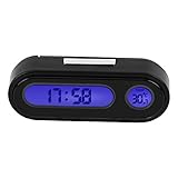 TKSE Auto Thermometer, 2 in 1 Auto Fahrzeug Innenraum Mini Elektronikuhr LED Digitaluhr Thermometer Voltmeter