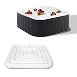 Ruaizel Aufblasbare Abdeckung für Whirlpool-Badewanne, Whirlpooldeckel mit Griff, aufblasbarer Deckel für isolierte Thermobadewanne (Quadrat 128 cm)