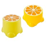 Veemoon 2 Stück Kinderhocker mit Zitronen Motiv Kunststoff Hocker Klein Rutschfester Fußhocker für Kindergarten Grundschule und Zuhause