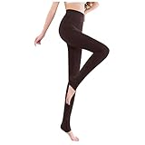 Generisch Mode Fleece-Winterhosen Dicke warme Schritt-Hosen Frauen gebürstet warm Stretch Lined Strumpfhose (Coffee, One Size)