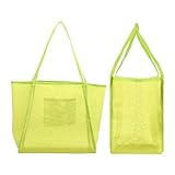 CHAUSA Strandtasche Damen XXL Groß Wasserdichte Netztasche The Tote Bag mit Innenfächern Faltbare Beach Bag Perfektes Strand Zubehör Badetasche xxl Familie Ideal für Strand und Urlaub(Grün)