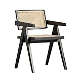 ZMTGLTG Lässige Rattanstühle Mit Wasserfester Rattan-Flechtoberfläche Und Rückenlehnen Aus Massivholzrahmen. Geeignet for Den Außen- Und Innenbereich.(Black)