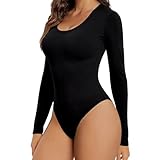 Bafiwu Body Langarm Damen, Schwarz Shapewear Damen, Sexy Bauchweg Tanga Bodysuit, Sculpting Shaping Stark Formend, Atmungsaktiven Materialien (black,L)