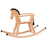 Geuther Schaukelpferd ab 1 Jahr | Schaukeltier ab 1 Jahr mit Schutzring & Haltegriffen | Holzspielzeug Baby für Motorik & Balance I Stabiles & langlebiges Holzpferd Halla | Kinderspielzeug, Natur