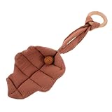 BRIGHTFUFU Greifling und Beißring aus Holz und Baumwolle Blattförmiger Babyschmuck und Greifspielzeug Sichere Beißhilfe für Junge Mädchen Leichtes Babybett und Kinderwagenspielzeug Fördert