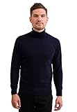 CASH-MERE.CH 100% Kaschmir Herren Pullover | Sweater Rollkragen 2-fädig (Blau/Marine, XL)