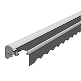 Eclipse Kassettenmarkise Halbkassette Gelenkarm Sonnenschutz Markise Sonnenmarkise Balkonmarkise manuell Standard' 4x3m Stoff 280g/m² Polyester (PE) UV-Schutz 50+, Markisentuchfarbe:Grau