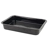 Russell Hobbs CW12611 Romano 36 cm Tiefer Bräter - Spülmaschinenfest Ofenbackform, Antihaftbeschich backform, Gemüse-Auflaufform, rechteckige Ofenplatt, emaillierter Stahl, ofenfest bis 230°C, schwarz