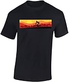 Fahrrad T-Shirt Herren : Sundown Ride - Sport Tshirts Herren - MTB Mountainbike Shirt (Schwarz 4XL)