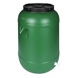 F & R Wasserkanister mit Hahn 120 Liter aus HDPE I I Regentonne mit Deckel I Kanister Hahn I Wasserbehälter mit Hahn I Wassertank I Fass mit Deckel I Regenwassertank Grün