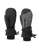 Caracaleap Skihandschuhe Herren Damen Fäustlinge Handschuhe Wasserdicht Winterhandschuhe für Skifahren Snowboard Wandern Fahrradhandschuhe Schwarz S-M