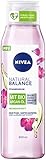 Nivea Duschgel Natural Balance mit Wildrosen-Duft und Bio Argan-Öl (300 ml), Pflegedusche ohne allergene Duftstoffe, vegane Dusche für trockene und sensible Haut