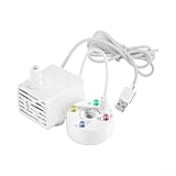 5 V USB-Nebelgerät, Ultraschall-Nebelhersteller, mit buntem Lichtdisplay, wasserdichtes und langes Kabeldesign, für Teiche, Terrarien (weiß)