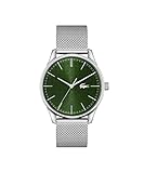 Lacoste Analog Quarzuhr für Herren mit Silbernes Edelstahl-Mesh-Gliederarmband - 2011189, Grün