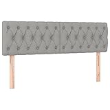 vidaXL Kopfteil 2 STK., Bettkopfteil mit Holzbeinen, Höhenverstellbar Polsterkopfteil für Bett, Betthaupt Bettzubehör Schlafzimmer, Hellgrau 72x7x78/88cm Stoff