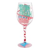 Enesco Lolita Barbie Living the Dream Malibu House Weinglas, handbemalt, 425 ml, mehrfarbig