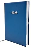 Buchkalender Chefplaner A5 1 Tag 1 Seite auch sonntags (2026 blau metallic)