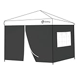 Sekey 2PCS Seitenwände für Pavillon 3x3 Wasserdicht Winterfest, Seitenwände für Pavillon Partyzelt Gartenzelt 3x3m, 1 Fenster 1 Tür, Grau (Schwarz, 1 Fenster 1 Tür)