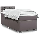 LAPOOH Boxspringbett mit Matratze Grau 90x200 cm Kunstleder, Bed Frame, Bettrahmen, Jugendbett, Schlafzimmer Bett - 3286106