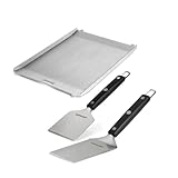 BURNHARD Edelstahl Plancha Set Jones mit 2-TLG. Grillspachtel und Grillschaber Set