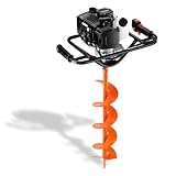 Fuxtec Benzin Erdbohrer FX-EB143ECO, Erdlochbohrer inkl. 2 Bohraufsätzen, 42,7 cm³ 2-Takt-Motor, 100/150 mm Bohrer, für Zaunbau, Garten & Fundament, Fliehkraftkupplung, ergonomisch, 8.5 kg