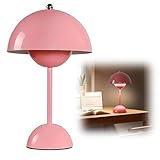 DASIAUTOEM Pilzlampen Tischlampe, LED Akku Tischlampe Kabellos, 3000k-6000k Moderne Aufladbar, Touch Dimmbar Tischleuchte Macaron Lampe​ mit 3 Helligkeits Modi, Retro Nachttischlampe (Rosa)