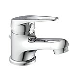 EISL NI075SCR SPEED Waschtischarmatur, Badarmatur, Einhebelmischer mit Ablaufgarnitur, besonders platzsparender Wasserhahn, ideal für kleine Waschbecken, Chrom