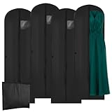 4 Stück Kleidersack Lang 180 x 60cm,Faltbarer Kleidersack mit Reißverschluss, Feuchtigkeits- und Staubschutz，Hochzeit Kleidung Tasche, Abendkleid Kleidung Tasche