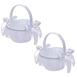 LICHENGTAI 2 Stück Blumenmädchen Korb Hochzeitskorb Braut Blumenkorb Satin Blumenkörbe Handheld Blumenkinderkörbchen Hochzeit Dekor Für Hochzeitszeremonie Party