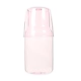 OSALADI Glaskaraffe Wasserkrug mit Becher Satz Lebensmittelechtes Glas Praktisches Trinkzubehör für Schlafzimmer und Picknick