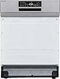 Sharp QW-NA25GS44BS-DE teilintegrierbarer Geschirrspüler, 60 cm, 14 Maßgedecke, Inverter-Motor, 8 Programme inkl. 14 Min. Kurzprogramm, Silber