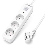 Aigostar Steckdosenleiste 3 fach mit Schalter, Mehrfachsteckdose mit Kindersicherung, Verteilersteckdose mit 3 m Kabel