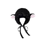 Warme und weiche Lammsamtmütze für Damen, niedlicher Herbst-Winter-Ohrenschutz mit Eltern-Kind-Design, Schwarz , Einheitsgröße