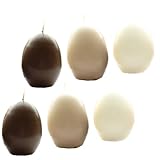 AUSWAHL Farbe + Menge - Eikerzen Dekoeier Kerze Osterei Eierkerzen farbig sortiert 4,5 x 6,5 cm - hier: 6 Stück [creme, nougatbraun, kakaobraun]