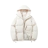 Uwdiohq Women'S Solid Color Winter Couple Korean Version Of Loose Warm Padded Casual Bread Jacket Damen Wildlederjacke (Beige, L) Steppmantel Braun Reitmantel Puffer Mantel Frauen Warme
