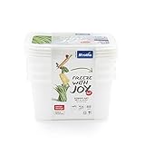 Rotho Domino 4er-Set Gefrierdosen 0.75l mit beschreibbarem Motiv auf dem Deckel, lebensmittelechter Kunststoff (PP) BPA-frei, weiss, 4 x 0.75l (15.7 x 11.8 x 13.2 cm)