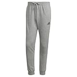 adidas Herren Essentials Fleece Regular Tapered Pants, Medium Grey Heather / Black, XL