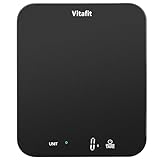 Vitafit 15kg Küchenwaage Digital mit Hoher Präzision 1g, Waagen-Profifabrik SEIT 2001, Digitalwaage zum Kochen und Backen, Briefwaage mit LED, 3 AAA-Batterien, Spray Silber Schwarz