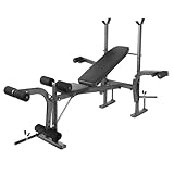 diowewea Standard Hantelbank, Multifunktionale Bank, Bankdrücken Set Mit Preacher Curl Pad Und Beinentwickler, Gewichthebegerät Für Home Gym Ganzkörpertraining Schwarz