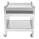 Queeucaer Langlebig Grillwagen aus Edelstahl, Mobiler Barbecue-Wagen, Picknickwagen 59 * 40.5 * 82cm für Familienfeiern, Grillfeste im Garten, Grillfeste im Freien, Ausflüge, Camping, Angeln