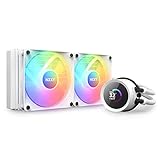 NZXT Kraken 240 RGB – 240 mm AIO CPU-Flüssigkeitskühler – anpassbares quadratisches LCD-Display für Bilder, Leistungsmetriken – Hochleistungspumpe – 2 x F120 RGB Core Fans – Weiß