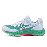 Xuanke Handballschuhe Herren Atmungsaktiv rutschfest Turnschuhe Damen Squashschuhe Leichte Wettkampf Trainingsschuhe (Weiß Grün,45)