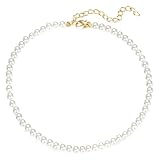 XIWUPO Perlenkette Damen, Kette Damen Perlen, Saturn Perlenkette, Perlenkette Weiss, Perlen Kette, Kette Perlen, Perlenkette, Für Sie Frau Freundin an Geburtstags Weihnachten Valentinstag(0.6cm)