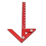 Mittenfinder, Mittenlehre, Linienlehre, 105 Mm, 45° 90°, Zimmermannslineal, Linienlineal aus Aluminiumlegierung, Mess- und Anreißwerkzeug für die Holzbearbeitung